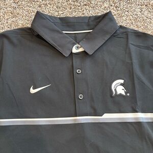 Nike Dri-Fit MSU Coaches Polo Mens Large Black White Michigan State Spartans